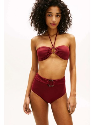 Tommy Hilfiger Bordo Kadın Bikini Üst Bandeau