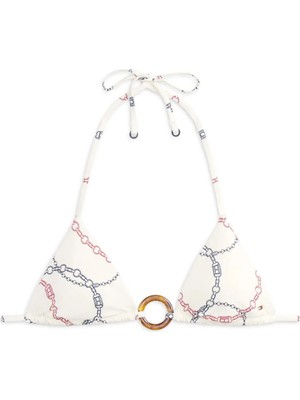 Tommy Hilfiger Bej Kadın Standart Desenli Bikini Üst Trıangle Rp Prınt