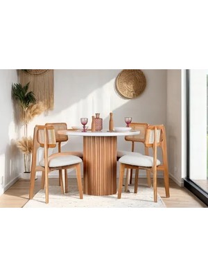 Vivense Haven Ahşap Natural Masa Sandalye Takımı, 100X100