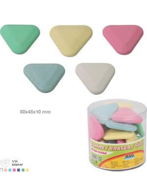Ark Üçgen Silgi Pastel Renkler 10 Adet Karışık Renk