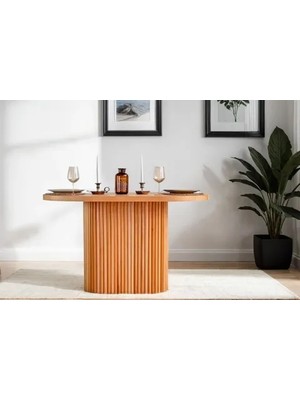Vivense Camaron Ahşap Natural Oval Masa, 80X130