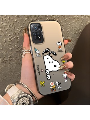 HONTINGA Xiaomi Redmi Note 11 Pro ile Uyumlu Kılıfı Silikon Kenar Sert Arka Düşüme Önleyici Basitlik Anti Düşme Kamera Korumali Snoopy Desen Telefon Kılıfı Kadın ve Erkek Için Uygundur K1-0080