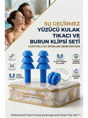 Calperia Profesyonel Havuz ve Yüzücü Seti: 2'li Su Geçirmez Silikon Kulak Tıkacı ve Burun Klipsi 723169