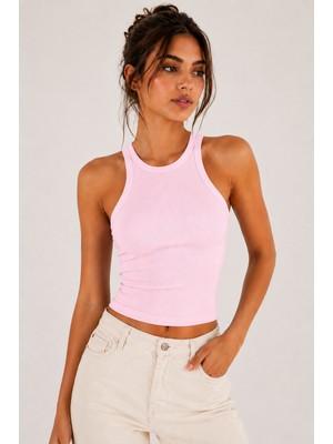 Hayalet %100 Pamuk Basic T-Shirt –  Halter Yaka Kadın Kaşkorse / Fitilli Atlet