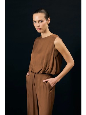 Sateen Colin Bluz - Kahve