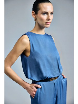 Sateen Colin Bluz - Indigo