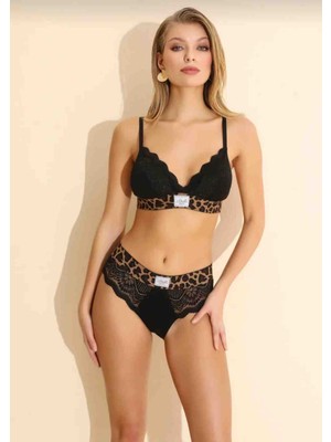 Leopar Detaylı Dantelli Iç Çamaşır Takımı