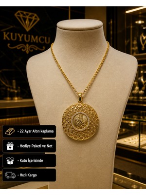 Herşey Nota 22 Ayar Altın Kaplama Osmanlı Tuğra Desenli Kadın Hediye Kolyesi