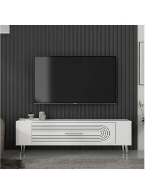 Vivense Retrol Tv Sehpası, 3ct, Beyaz Gümüş
