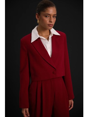Sateen Luna Kısa Ceket - Bordo