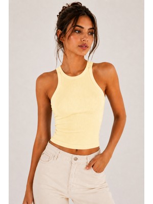 Hayalet %100 Pamuk Basic T-Shirt –  Halter Yaka Kadın Kaşkorse / Fitilli Atlet