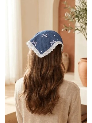 Bony Socks Bandana Formunda Fiyonklu Taşlı Taç Mavi