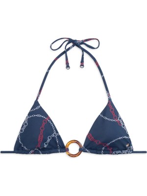 Tommy Hilfiger Lacivert Kadın Desenli Bikini Üst Trıangle Rp Prınt