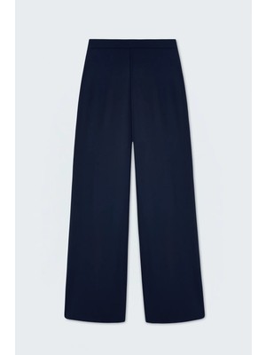 Sateen Bol Paça Pantolon - Lacivert