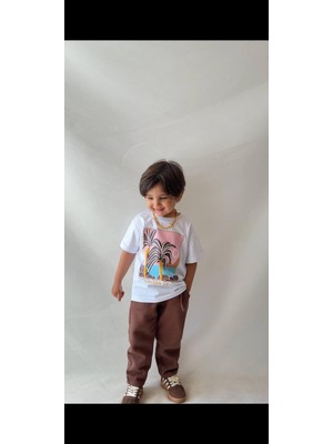 Cg Kids Palmiye Kabartma Detaylı Basic Tshirt&pantolon Alt Üst Takım Süper Kalite