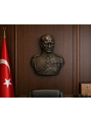Yaratıcı Sanatlar Atölyesi Atatürk Duvar Büstü Duvar Heykeli Dekoratif Asma Duvar Heykelleri 25 cm