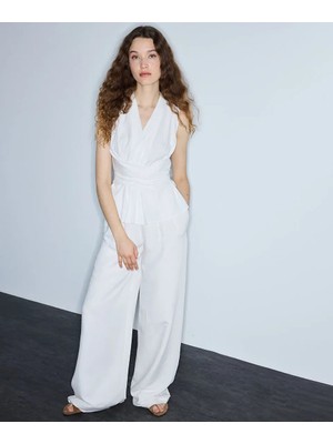 İpekyol Keten Içerikli Wide Leg Fit Pantolon IS1260003186002
