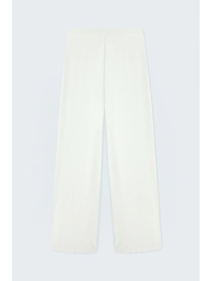 Sateen Bol Paça Pantolon - Ekru