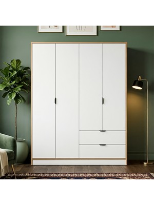 Argimo Arya 4 Kapaklı Dolap 44X145X182 cm Beyaz