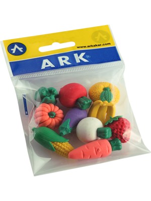 Ark Eğlenceli Meyve Sebze Şekilli Silgi Paketi 2 Paket 14 Adet
