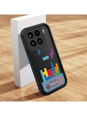 HONTINGA Xiaomi 15 5g ile Uyumlu Kılıfı Düşüme Önleyici Basitlik Anti Düşme Kamera Korumali Şirin Kedi Oyun Siyah Desen Yumuşak Silikon Telefon Kılıfı Kadın ve Erkek Için Uygundur K2-0079