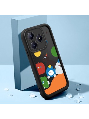 HONTINGA Realme Note 60 ile Uyumlu Kılıfı Düşüme Önleyici Basitlik Anti Düşme Kamera Korumali Şirin Kedi Oyun Siyah Desen Yumuşak Silikon Telefon Kılıfı Kadın ve Erkek Için Uygundur K2-0079