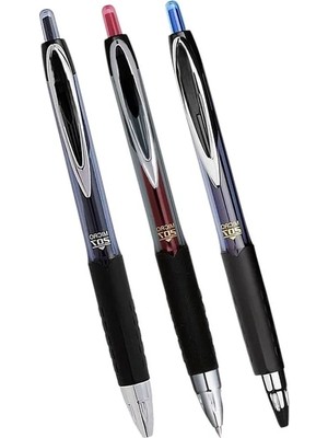 Calperia Mavi Siyah Kırmızı Pilot Kalem 3 Adet Uniball Signo Micro 207 0.5 mm Roller Uç Kalem UMN-207 Inci Uçlu Likit Mürekkepli