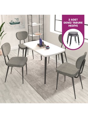 Vilinze Deniz Sandalye Argos Ahşap Mdf Sabit Mutfak Masası Takımı - 70X120 cm