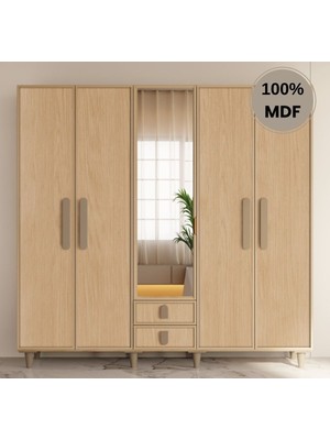 Flances Karanfil 5 Kapak Mdf Ayaklı Tasarım Gardırop