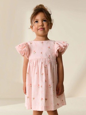 Lolipop Kids Store Kız Çocuk Fırfırlı Kol Detaylı Çiçekli Elbise
