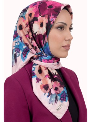 Hadiora Kadın Pudra Pembe Soyut Desenli Kristal Eşarp