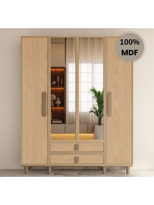 Flances Karanfil 4 Kapak Mdf Ayaklı Tasarım Gardırop