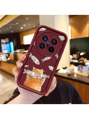 HONTINGA Vivo X200 Pro ile Uyumlu Kılıfı Düşüme Önleyici Basitlik Anti Düşme Kamera Korumali Köpekbalığı Bordo Desen Yumuşak Silikon Telefon Kılıfı Kadın ve Erkek Için Uygundur K2-7057