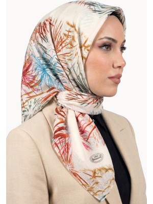 Hadiora Kadın Ekru Soyut Desenli Dikişli Yazma