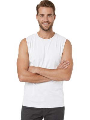 Özkan Underwear Özkan 12472 Erkek Premium Kumaş Pamuklu Modal Nefes Alabilir Rahat Bisiklet Yaka Sıfır Kol T-Shirt