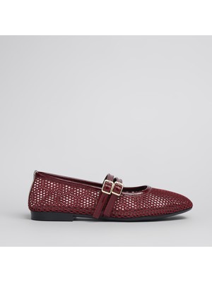 Shoe Lüks File Bordo Kadın Babet