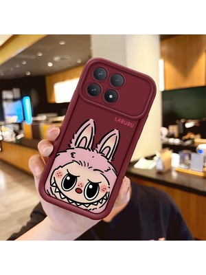 HONTINGA Poco F8 Pro 5g  ile Uyumlu Kılıfı Düşüme Önleyici Basitlik Anti Düşme Kamera Korumali Labubu Bordo Desen Yumuşak Silikon Telefon Kılıfı Kadın ve Erkek Için Uygundur K2-7062