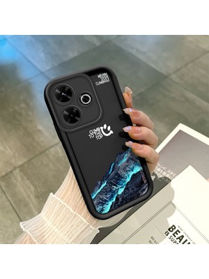 HONTINGA Xiaomi Redmi 13 4g ile Uyumlu Kılıfı Düşüme Önleyici Basitlik Anti Düşme Kamera Korumali Dağ Siyah Desen Yumuşak Silikon Telefon Kılıfı Kadın ve Erkek Için Uygundur K2-0149