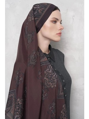 Mürdüm Ed Scarf Riseon Desen Floş Viskon Şal