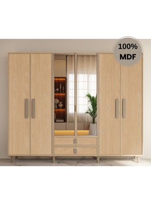 Flances Karanfil 6 Kapak Mdf Ayaklı Tasarım Gardırop