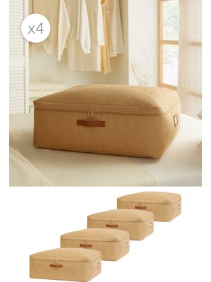 Ocean Home Textile 4'lü Büyük Boy Jüt Baza Altı Hurç Set 62 x 46 x 22 cm