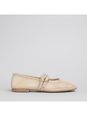 Shoe Lüks File Bej Kadın Babet