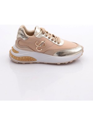 Dgn 022 Kadin Kalin Taban Metal Aksesuarli Bağcikli Sneakers Ayakkabi