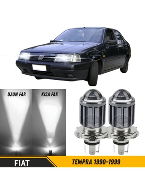 ŞüsCarOto Aksesuar Fiat Tempra 1990-1999 Uyumlu Mercekli Far Ampulü LED Xenon Beyaz Renk Far Şimşek Etkili Csp LED Lamba Uzun Kısa 2 Adet Takım