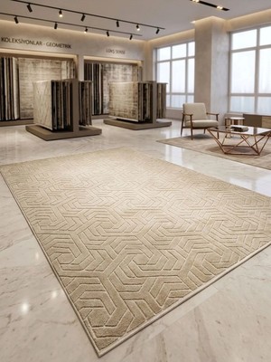 Dinarsu Aksu Prime Lara Dmr Halıcılık Bej Kaymaz Keçe Tabanlı Kabartmalı Salon Koridor Mutfak Yıkanabilir Jel Kesme Yolluk Halı