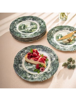 Fecra Vintage Emerald 6 Parça Pasta Tabağı Seti