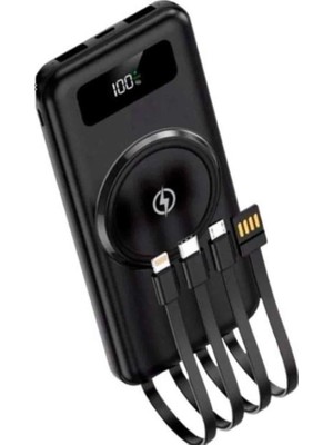 Toyigoo Kablosuz Çoklu Şarj Girişli 10.000 Mah Kablolu Powerbank Taşınabilir - Lisinya
