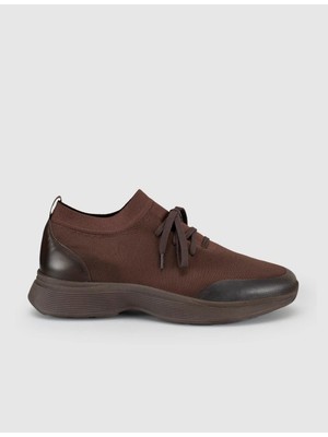 Cabani Kahve Triko & Hakiki Dana Deri Erkek Sneaker