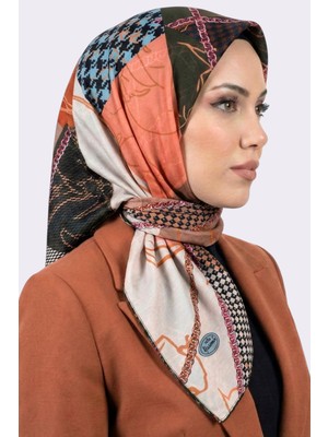 Hadiora Kadın Siyah Mavi Soyut Desenli Dikişli Yazma