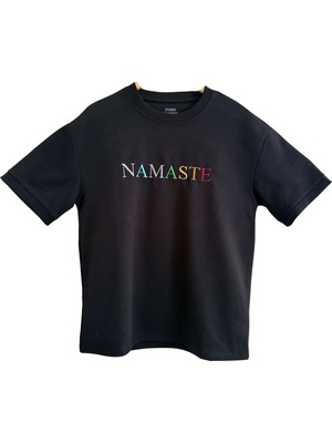 Yoga Zero Namaste Oversize Tişört / Unisex / Kalın Kumaş Rahat Kesim1